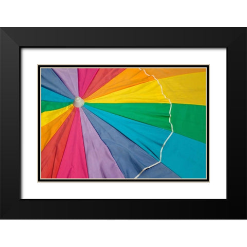 Beach Umbrella Black Modern Wood Framed Art Print with Double Matting by Mahan, Kathy