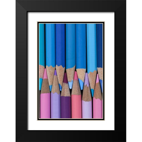 Colored Pencils II Black Modern Wood Framed Art Print with Double Matting by Mahan, Kathy