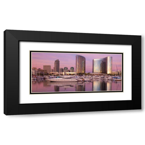 San Diego Waterfront I Black Modern Wood Framed Art Print with Double Matting by Mahan, Kathy
