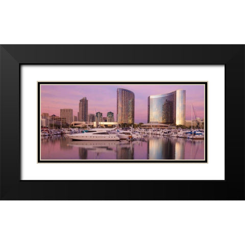 San Diego Waterfront I Black Modern Wood Framed Art Print with Double Matting by Mahan, Kathy