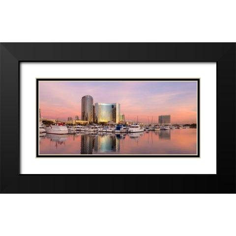 San Diego Waterfront II Black Modern Wood Framed Art Print with Double Matting by Mahan, Kathy