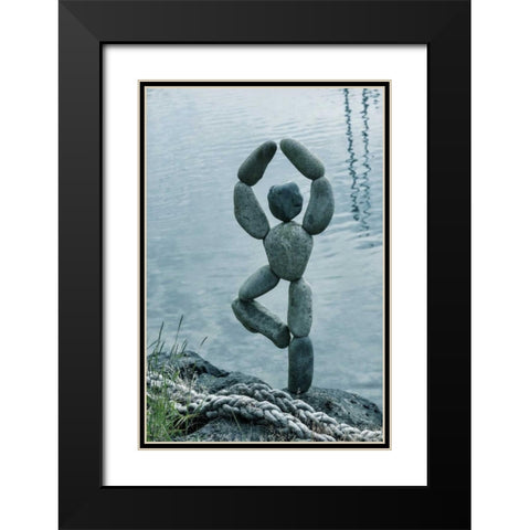 Art with Rocks I Black Modern Wood Framed Art Print with Double Matting by Mahan, Kathy