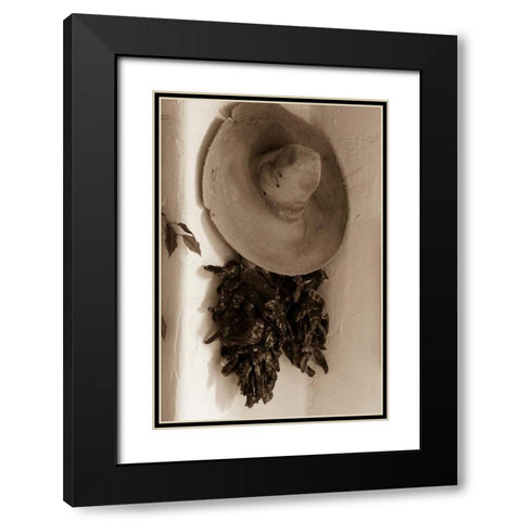 Old Hat and Ristras Black Modern Wood Framed Art Print with Double Matting by Mahan, Kathy