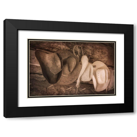 Cowboy Hats Black Modern Wood Framed Art Print with Double Matting by Mahan, Kathy