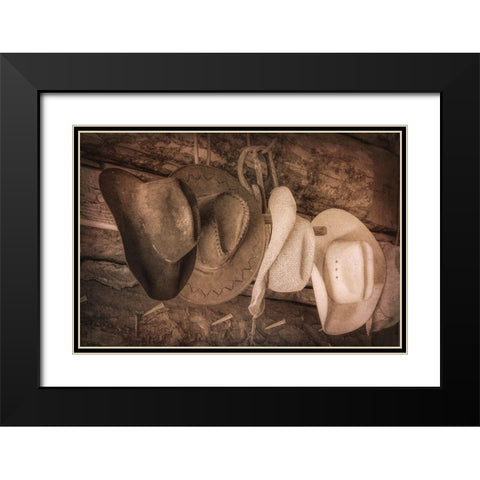 Cowboy Hats Black Modern Wood Framed Art Print with Double Matting by Mahan, Kathy
