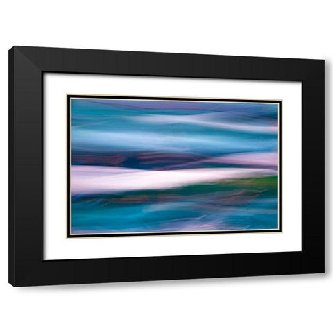 Waves of Blue I Black Modern Wood Framed Art Print with Double Matting by Mahan, Kathy