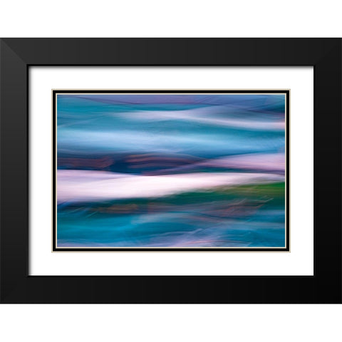 Waves of Blue I Black Modern Wood Framed Art Print with Double Matting by Mahan, Kathy
