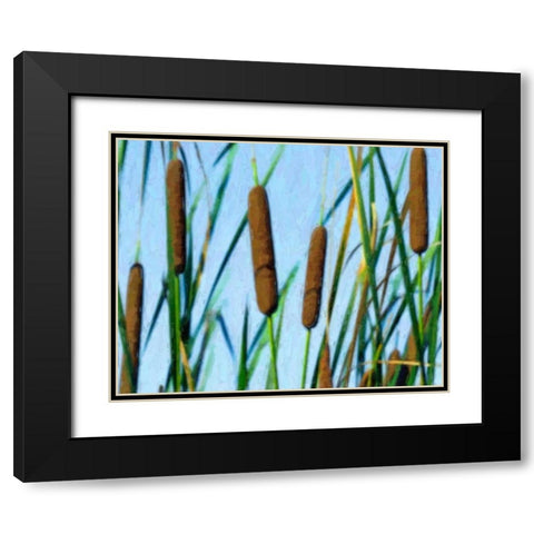 Cattailes Black Modern Wood Framed Art Print with Double Matting by McNemar, C. Thomas