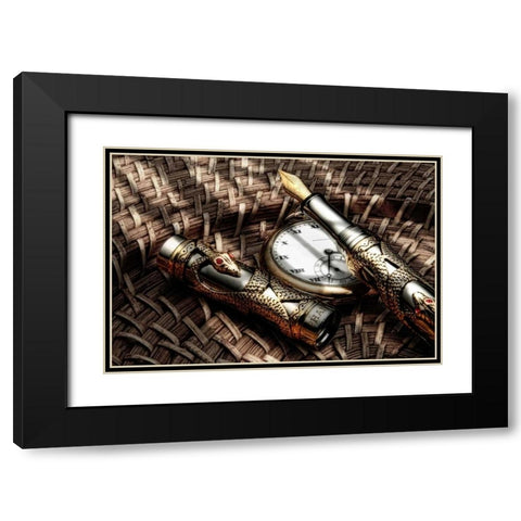 Fountain Pen Still Life Black Modern Wood Framed Art Print with Double Matting by McNemar, C. Thomas