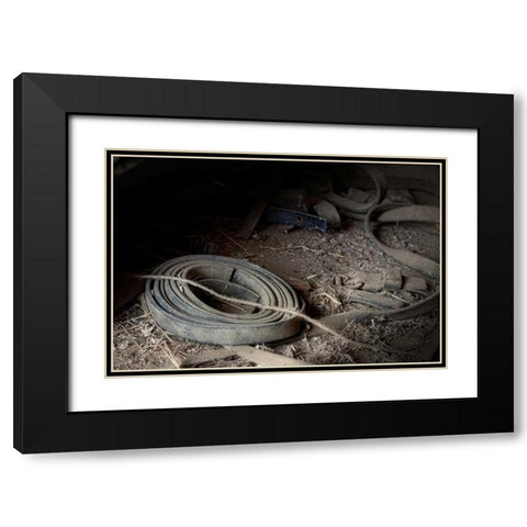 Leather Strap Black Modern Wood Framed Art Print with Double Matting by McNemar, C. Thomas