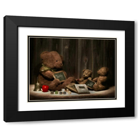 Teddybear School Black Modern Wood Framed Art Print with Double Matting by McNemar, C. Thomas