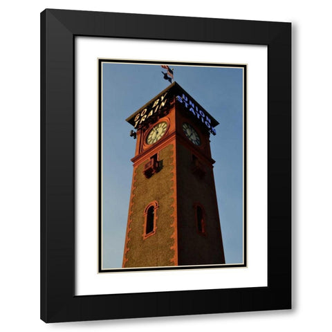 Clock Tower Black Modern Wood Framed Art Print with Double Matting by Moore, Brian