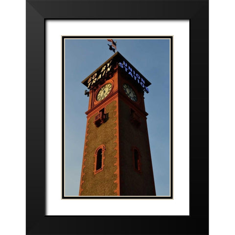 Clock Tower Black Modern Wood Framed Art Print with Double Matting by Moore, Brian