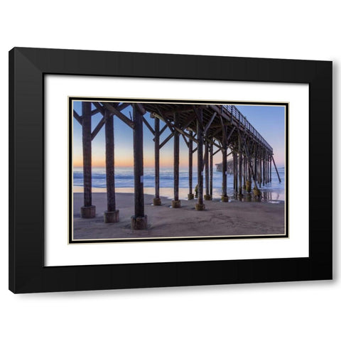 San Simeon Pier II Black Modern Wood Framed Art Print with Double Matting by Peterson, Lee