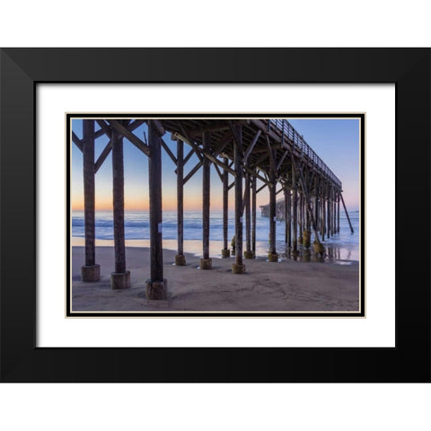 San Simeon Pier II Black Modern Wood Framed Art Print with Double Matting by Peterson, Lee