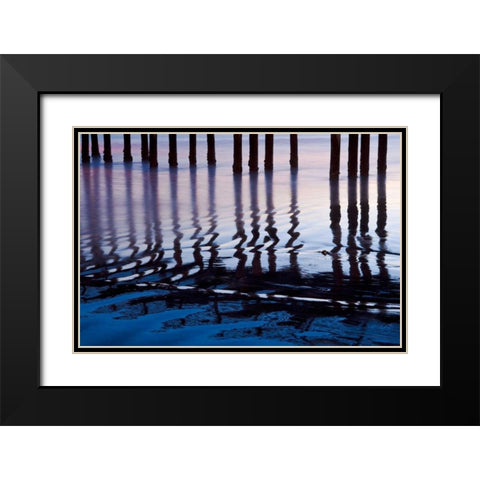 Cayucos Night Black Modern Wood Framed Art Print with Double Matting by Peterson, Lee