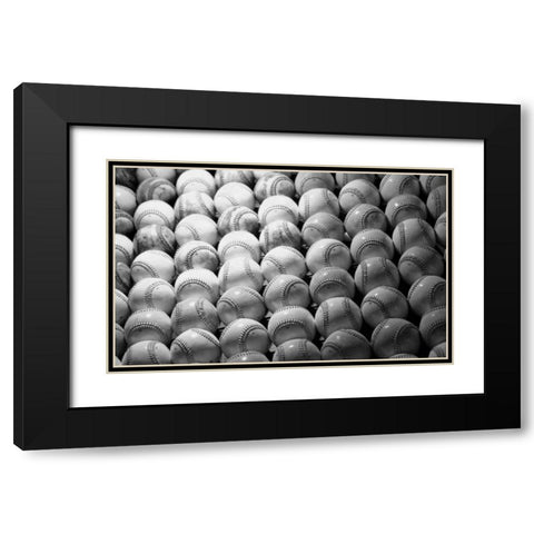Baseballs I Black Modern Wood Framed Art Print with Double Matting by Putman, Tammy