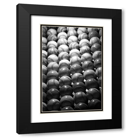 Baseballs II Black Modern Wood Framed Art Print with Double Matting by Putman, Tammy