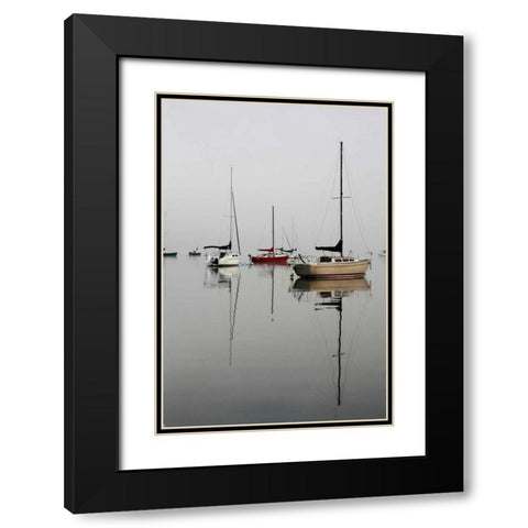 Red Sailboat I Black Modern Wood Framed Art Print with Double Matting by Putman, Tammy