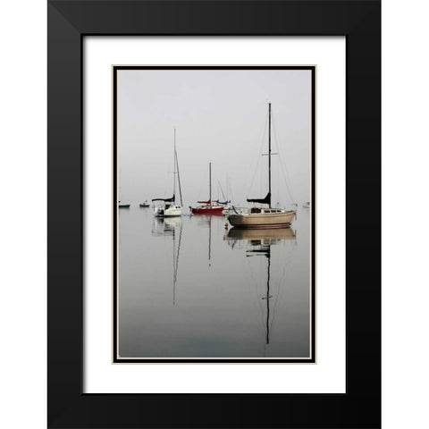 Red Sailboat I Black Modern Wood Framed Art Print with Double Matting by Putman, Tammy
