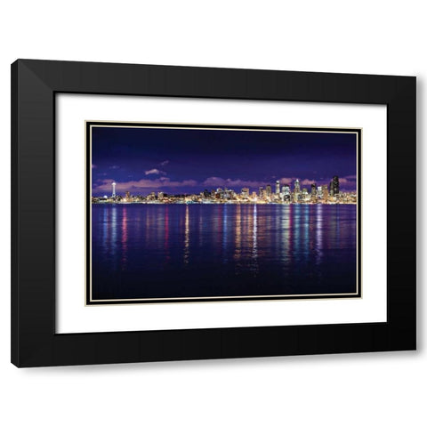 Seattle Skyline I Black Modern Wood Framed Art Print with Double Matting by Stefko, Bob