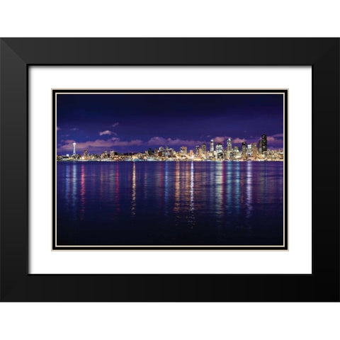 Seattle Skyline I Black Modern Wood Framed Art Print with Double Matting by Stefko, Bob