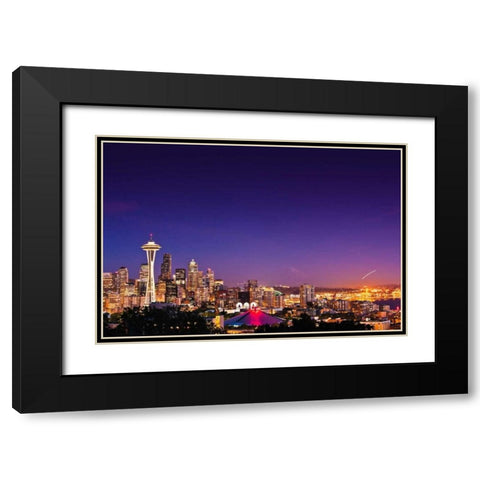 Seattle Skyline II Black Modern Wood Framed Art Print with Double Matting by Stefko, Bob