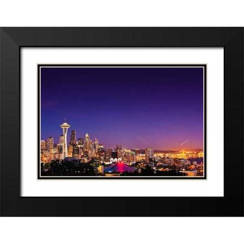 Seattle Skyline II Black Modern Wood Framed Art Print with Double Matting by Stefko, Bob