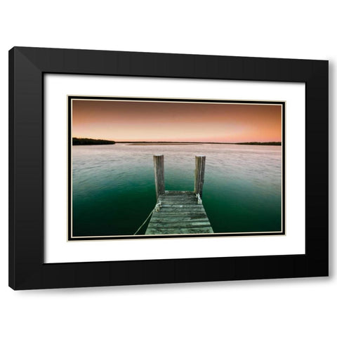 Serene Dock Sunrise IV Black Modern Wood Framed Art Print with Double Matting by Stefko, Bob