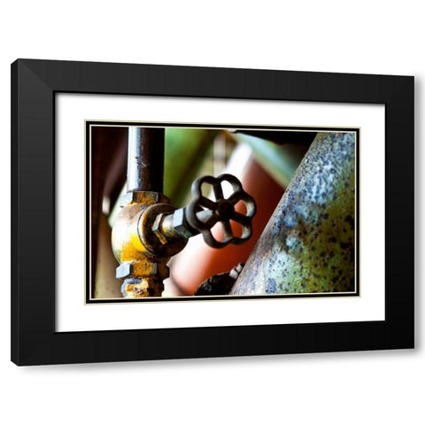 Pipe and Valve Black Modern Wood Framed Art Print with Double Matting by Styber, Dana