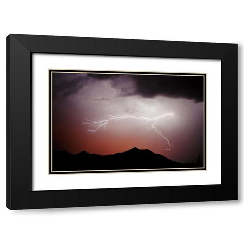 Mountian Lightning Black Modern Wood Framed Art Print with Double Matting by Taylor, Douglas