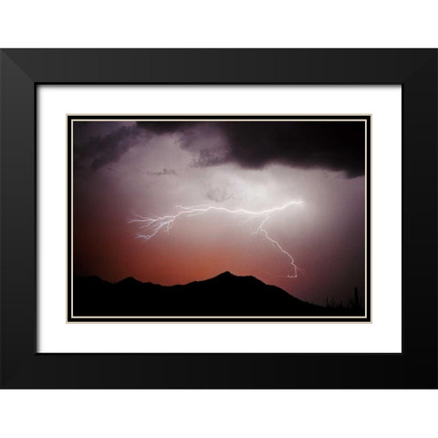 Mountian Lightning Black Modern Wood Framed Art Print with Double Matting by Taylor, Douglas