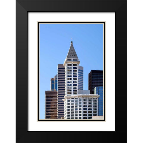 Smith Tower Black Modern Wood Framed Art Print with Double Matting by Taylor, Douglas