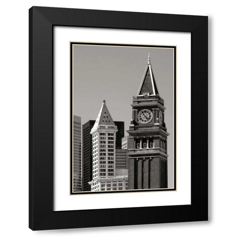 Skiline Time BW Black Modern Wood Framed Art Print with Double Matting by Taylor, Douglas
