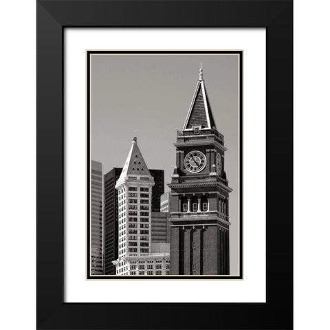 Skiline Time BW Black Modern Wood Framed Art Print with Double Matting by Taylor, Douglas