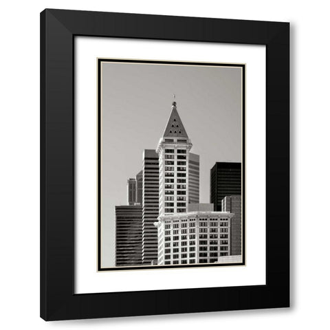 Smith Tower BW Black Modern Wood Framed Art Print with Double Matting by Taylor, Douglas