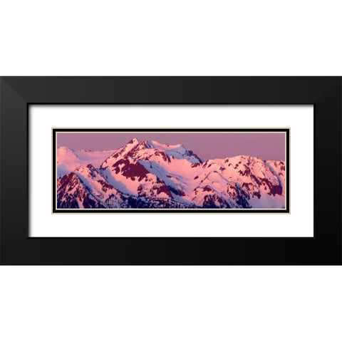 Alpenglow on Olympic Mountains Black Modern Wood Framed Art Print with Double Matting by Taylor, Douglas