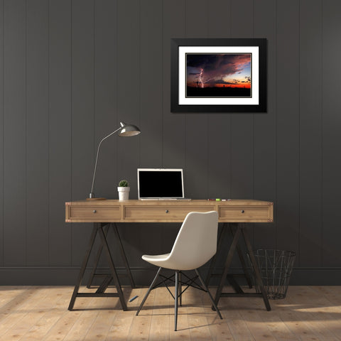 Twilight Lightning I Black Modern Wood Framed Art Print with Double Matting by Taylor, Douglas