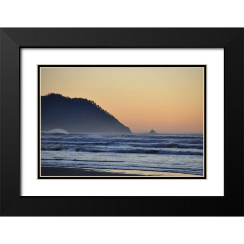Ocean Sunset II Black Modern Wood Framed Art Print with Double Matting by Thomas, Logan