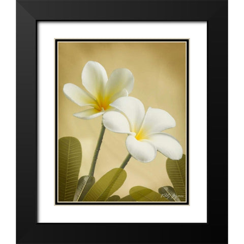 Oriental Plumeria II Black Modern Wood Framed Art Print with Double Matting by Geyman, Vitaly