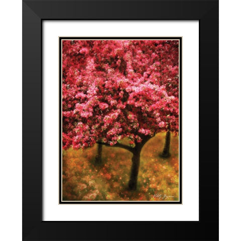 Pink Cherry Tree Black Modern Wood Framed Art Print with Double Matting by Geyman, Vitaly