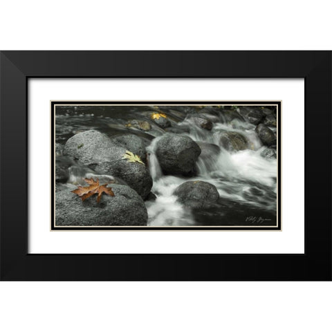 Silver Falls II Black Modern Wood Framed Art Print with Double Matting by Geyman, Vitaly