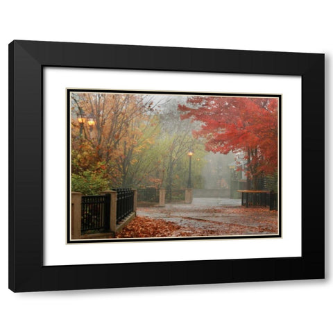 Fall Plaza I Black Modern Wood Framed Art Print with Double Matting by Geyman, Vitaly