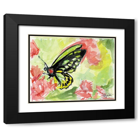 Watercolor Butterfly II Black Modern Wood Framed Art Print with Double Matting by Roberto, LuAnn