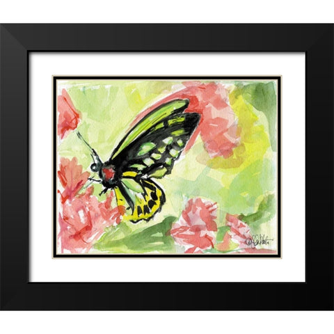 Watercolor Butterfly II Black Modern Wood Framed Art Print with Double Matting by Roberto, LuAnn