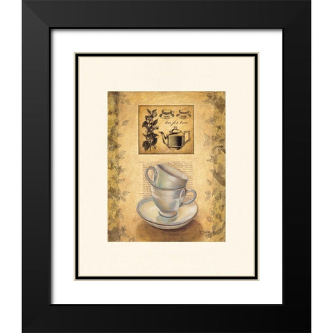 Tea for Two Black Modern Wood Framed Art Print with Double Matting by Sjodin, Valerie