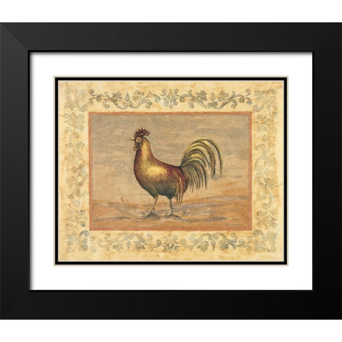 Rooster Black Modern Wood Framed Art Print with Double Matting by Schippel, Banafshe