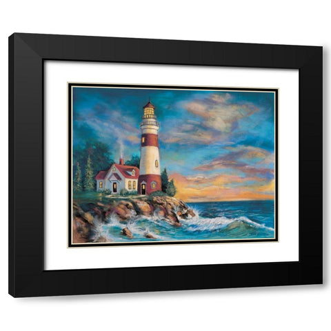 Lighthouse Black Modern Wood Framed Art Print with Double Matting by Williams, Todd