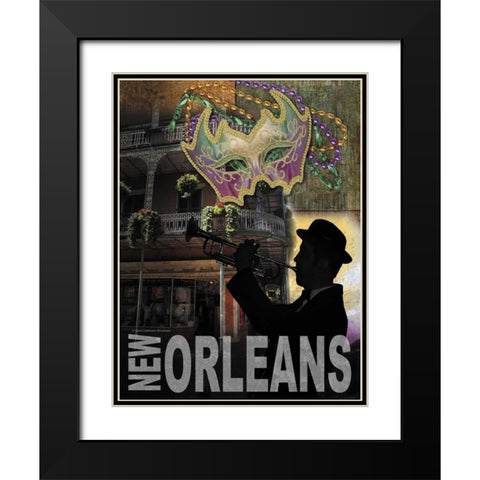 New Orleans Black Modern Wood Framed Art Print with Double Matting by Williams, Todd