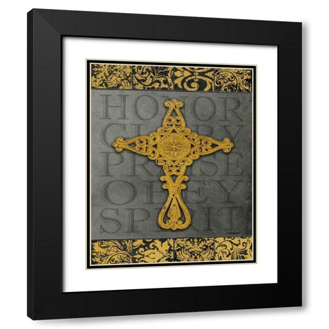 Gold Cross I Black Modern Wood Framed Art Print with Double Matting by Williams, Todd